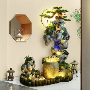 中式庭院假山流水摆件太湖石鱼池阳台花园造景装饰品公司酒店景观