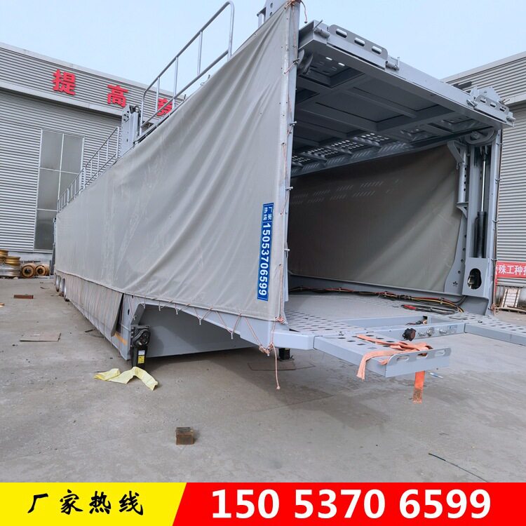 出口中亚 8位欧式笼式轿运车 17.1米口岸带篷布轿车运输半挂车