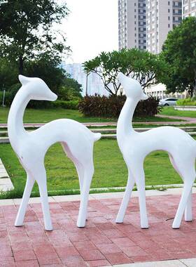 户外园林景观仿真工艺动物庭院室外装饰摆件创意玻璃钢抽象鹿雕塑