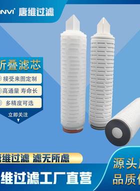 玻璃纤维折叠滤芯耐强酸碱腐蚀广泛化学相容性化工溶剂过滤专用