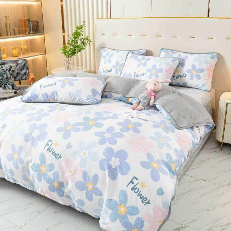 冬季1.8x2.0被套四件套床笠一米八乘两米单面绒被罩229x230棉加绒