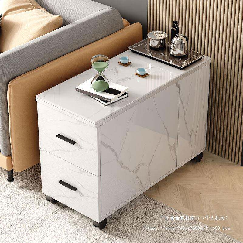 沙发边柜轻奢仿岩板客厅移动边角几简约现代茶几柜侧边储物收纳柜