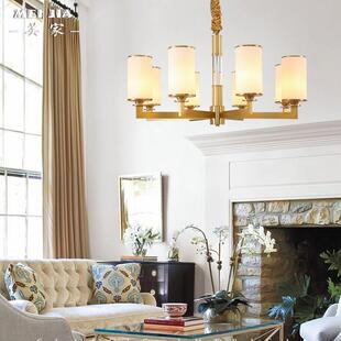 美式客厅简约吊灯全铜卧室餐厅房间吊灯别墅门前书房复式楼梯灯具