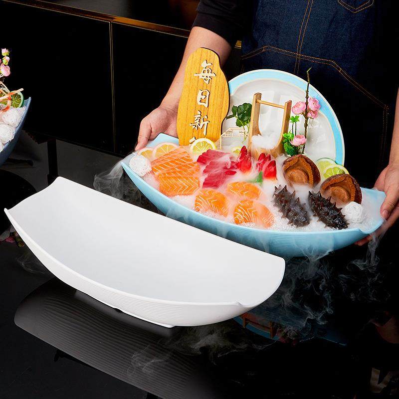 密胺刺身深盘海鲜铺冰专用盘子仿瓷三文鱼专用刺身盘海鲜姿造拼盘