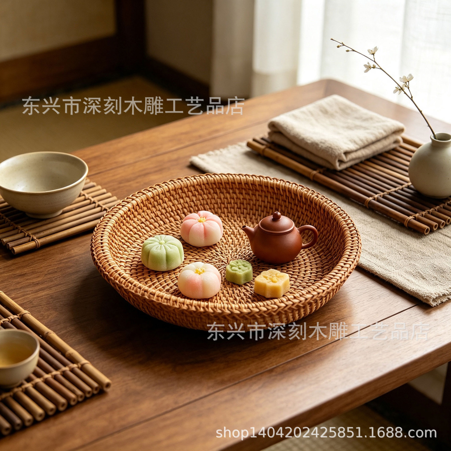 越南秋藤篮子藤编果篮手工编织收纳干果盘零食篮家用筐桌面收纳篮