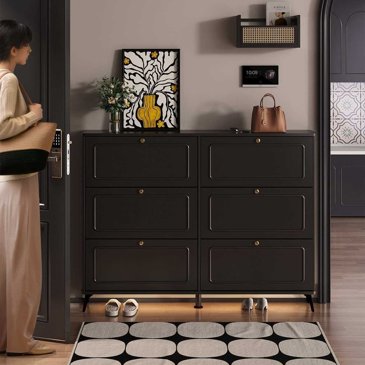 黑色实木鞋柜门口外楼道玄关室内极窄翻斗入户收纳柜一体,模玩/动漫/周边/娃圈三坑/桌游,模型制作工具/辅料耗材,淘宝优惠券,粉丝福利购,淘宝优惠卷