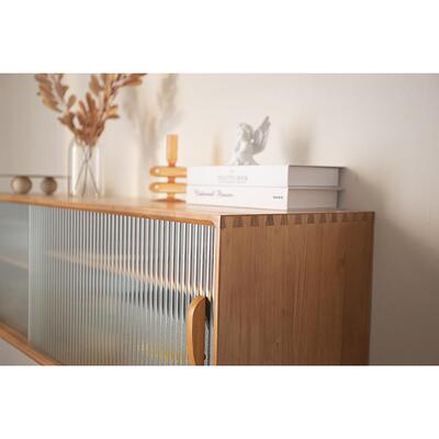 实木吊柜玻璃拉推334厨房墙壁柜阳台上收门纳柜电墙视柜樱桃木