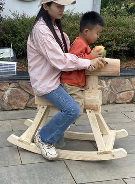 防腐实木摇马碳化木摇摇椅成民JMV人园宿装饰儿童幼儿户外玩具木