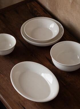 德WKI化白瓷餐餐装家用陶具瓷套2-4人份盘碗小套鱼盘汤面碗