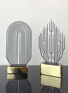 现代简约样板房创意属枝屏摆件金酒58442店展厅电视叶柜风软装饰