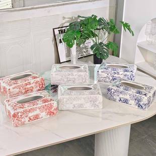 茹伊红蓝老虎客纸巾盒高端奢厅茶轻几创纸巾盒意家灰居装饰品蓝色