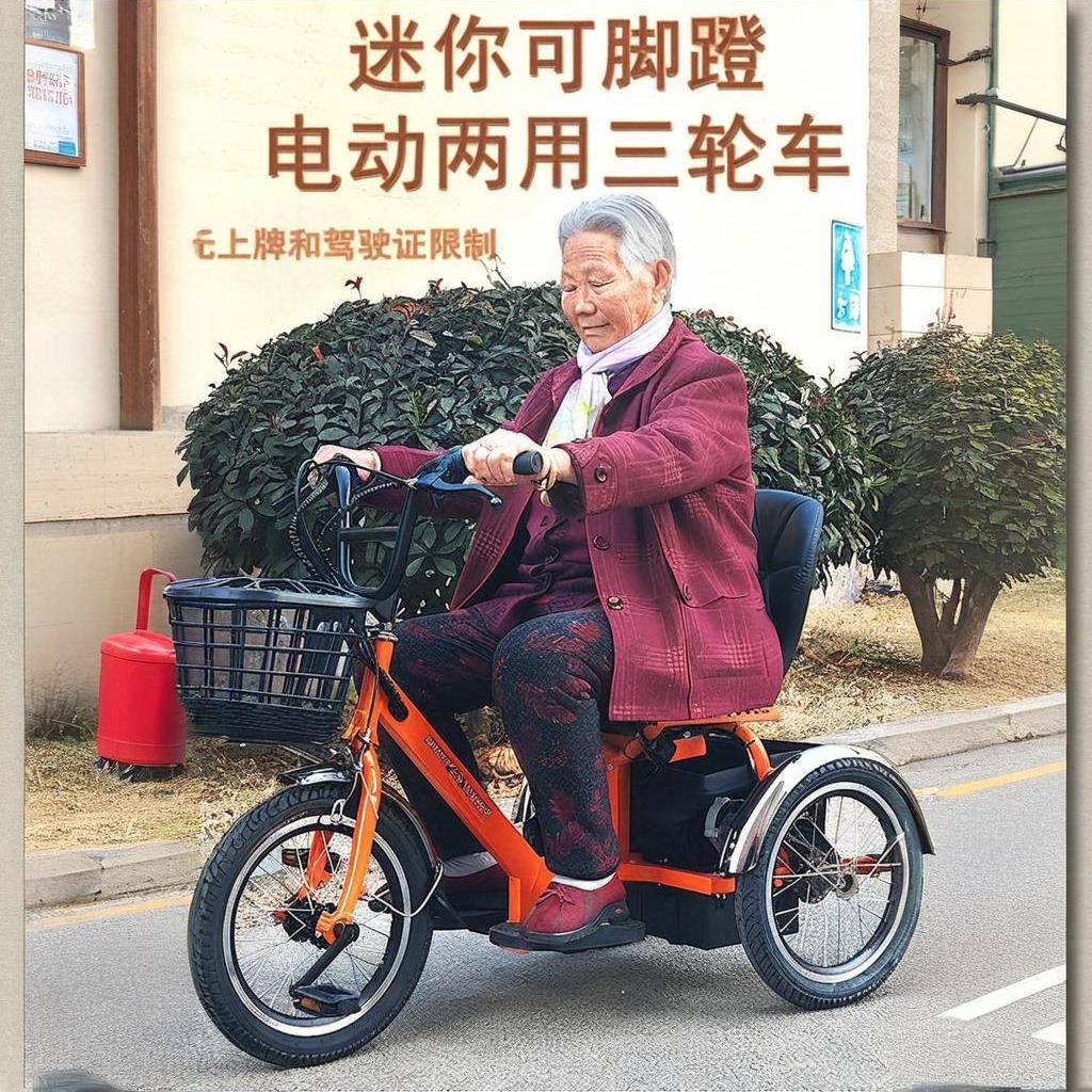 电动脚轮踩蹬两用三车年老助力代步车老人脚轻便成人XQ852753脚踏