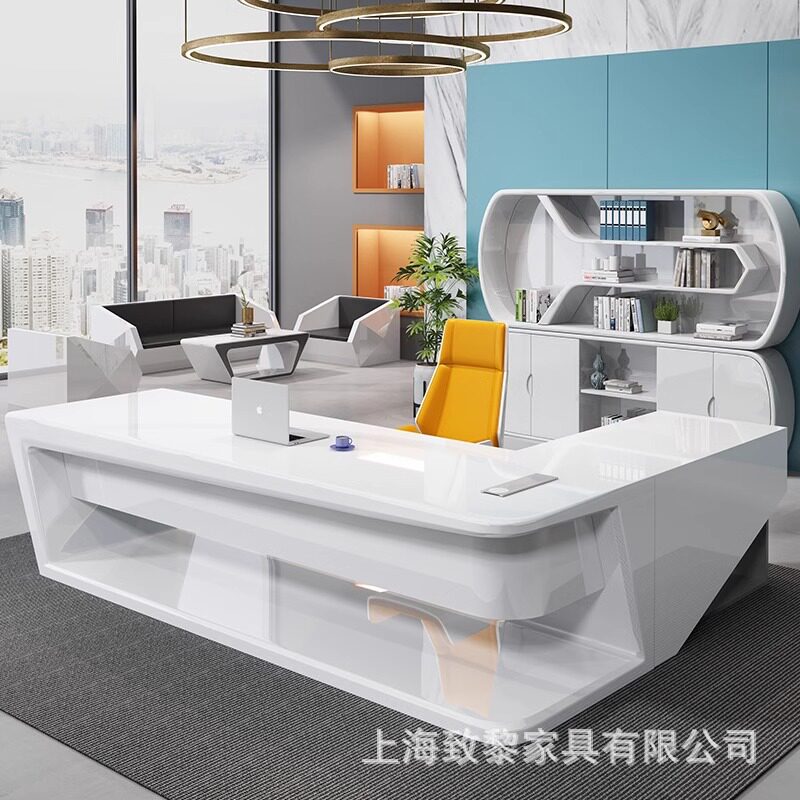 烤漆异形老板桌简约现代办公桌时尚总裁桌轻奢经理桌创意大班台桌
