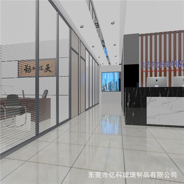 办公室钢化铝合金玻璃隔断墙百叶钢化玻璃隔墙型材办公隔断室内