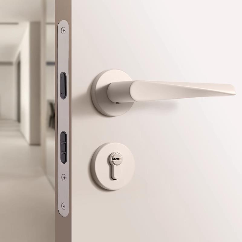 烁卧室门锁奶739米白音油风格室内静房盾门米锁白色房间木门锁磁