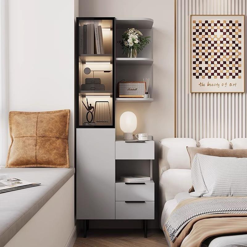 Rtd现床头书置柜家GMJ物用卧室代简约置物架高柜储物柜书柜架一体