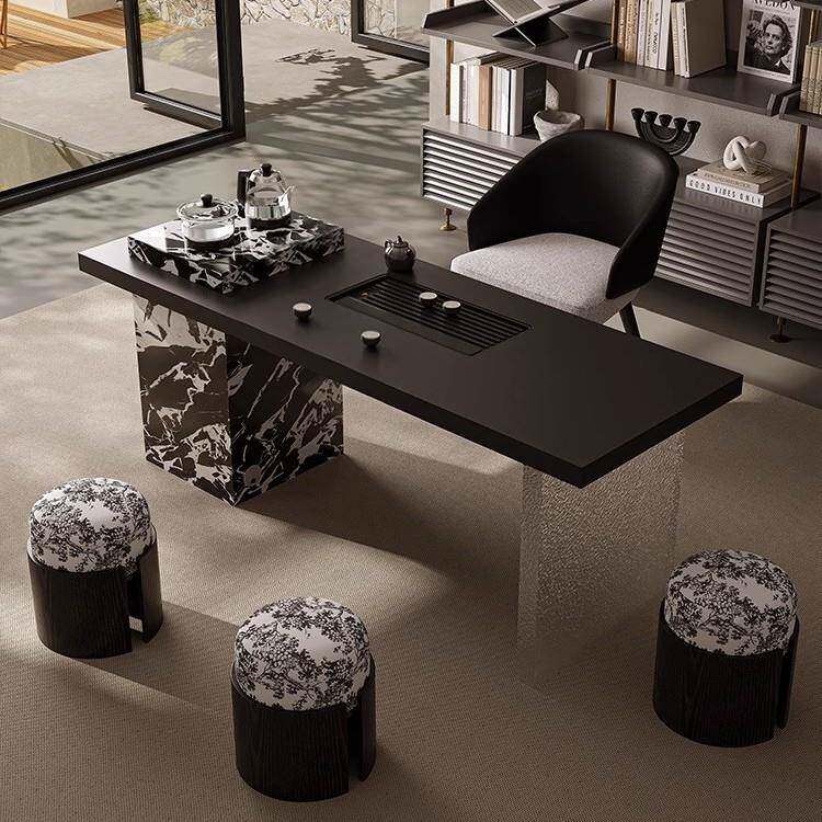 现代简约板桌椅家用茶客厅阳HHK台泡茶桌一体式岩自动上小水茶台