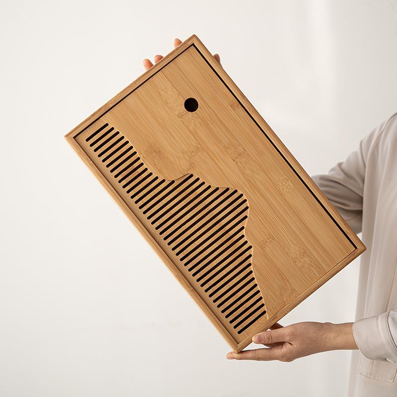 干茶盘家用592储水式型新茶中式竹制泡盘轻奢现代简约小长方形海