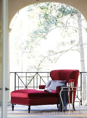 美式贵中妃椅地布艺田园贵妃47033贵榻欧式海简约卧室躺椅双人沙