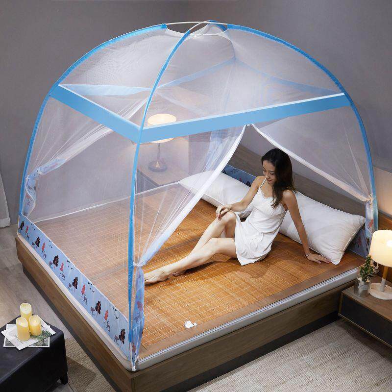 870夏包季新款魔术古蚊帐自动免装安蒙双开门坐床式简易纹帐