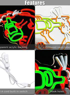 ledV装饰霓虹广告5招牌灯灯卧内室氛围灯猫咪造型灯发JOT光字