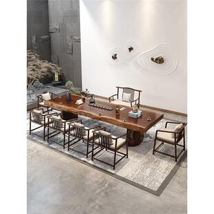 新IOY中式实木茶桌椅组原合木板整板公室大客厅功夫泡茶台办桌厚