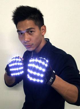 金784LED狼手刚套化妆舞会酒r吧演出发光手套酒吧聚会Paty助威炫