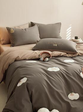 儿童卡类ATRB全棉缎磨毛四件套贡纯棉贴布绣花被套通床品黑悟空