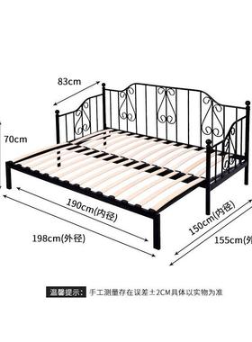 欧铁艺沙发床折叠两用经式单济型可推ZIF床铁床简约人沙发床小p拉