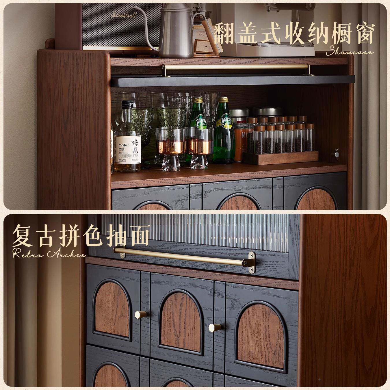 鹿林2512081法式木实斗柜中古风收设储物柜纳子美式客厅计师款抽