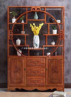 博代古架实木多宝架阁现约置物中式JMU屏风简隔断客厅遮挡榆木多