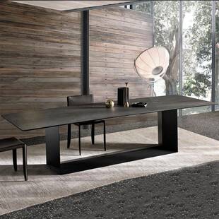 德利丰桌A岩板餐TNP长简方形现代吃饭桌子意式极饭桌LAMIN岩板大