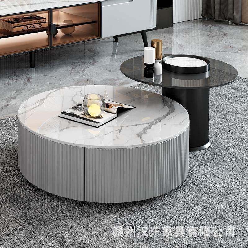 意式奢形用客厅圆茶轻几小户型电视柜岩板影视家地柜极简958斗柜