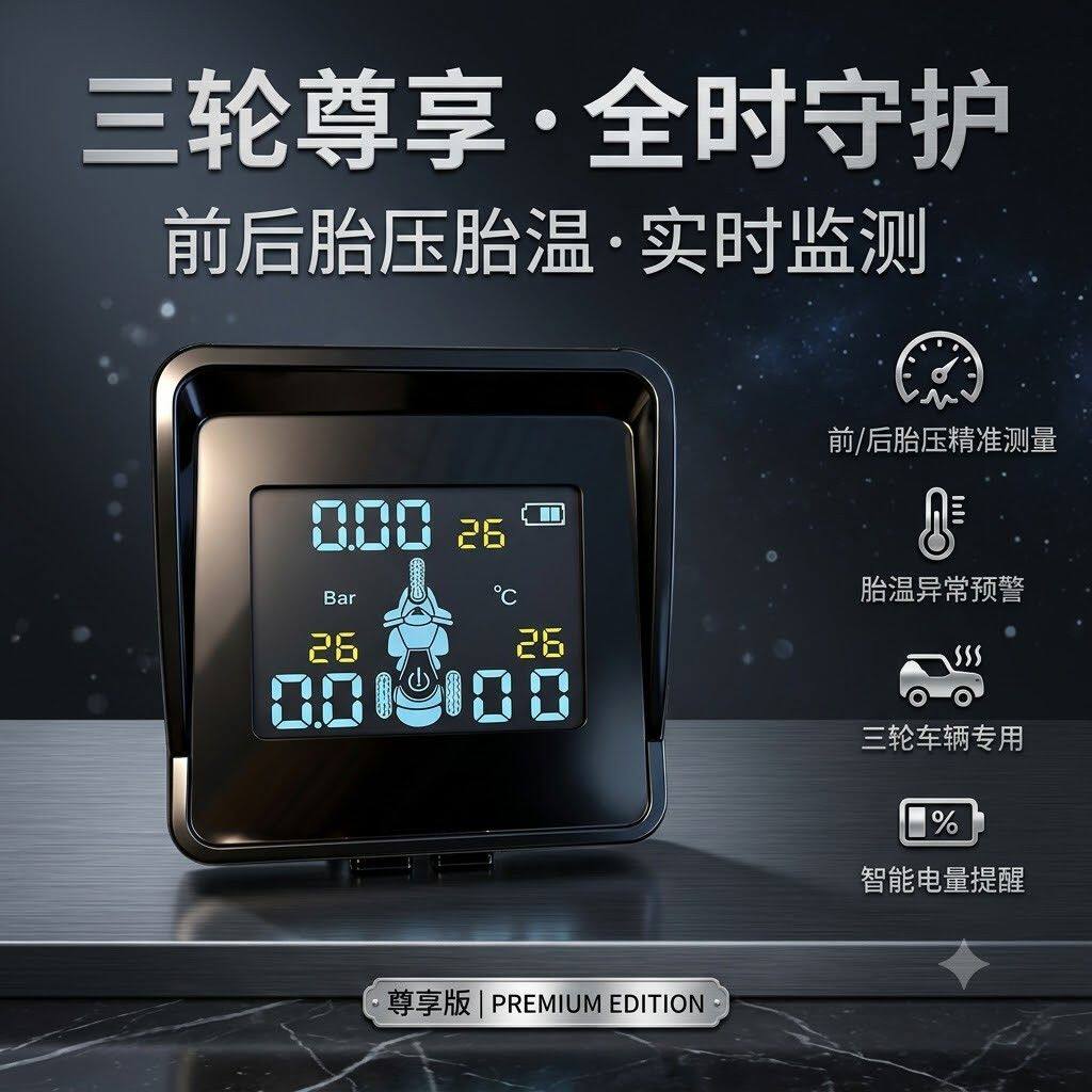 新款二轮摩托车胎压监测器机车电外置高精度三轮摩托胎压无线监测