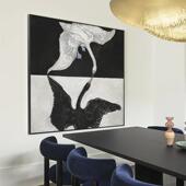 简约沙发背代景墙面装 饰画北欧客厅黑白艺术S 1988挂画高级感餐厅