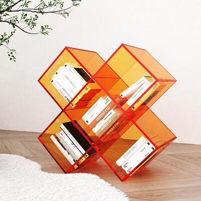 明简透约书立架子桌落面亚克力杂志收纳轻家奢用Y-319客厅边几地