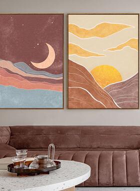 日升月北欧发组合挂画画客厅沙背景墙装饰现代简QB202105约餐恒厅
