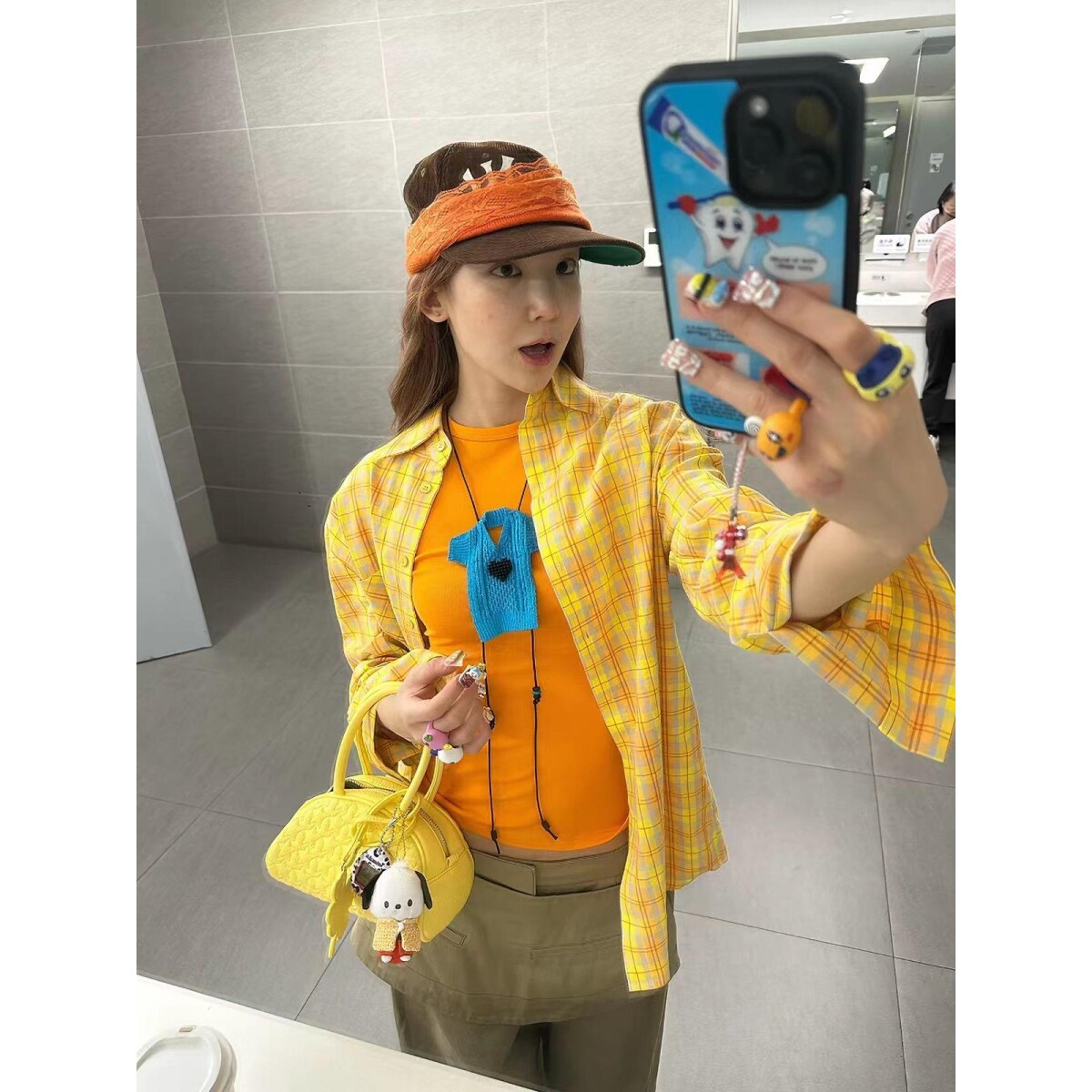 夏季多巴胺黄色格子衬衫女防晒百搭显瘦慵懒风设计感小众上衣潮