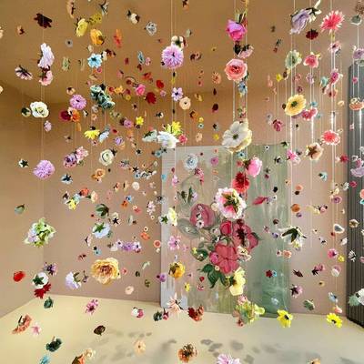 婚房布置装套方女方结婚房卧男室客厅过道婚6096礼新装饰花朵挂串