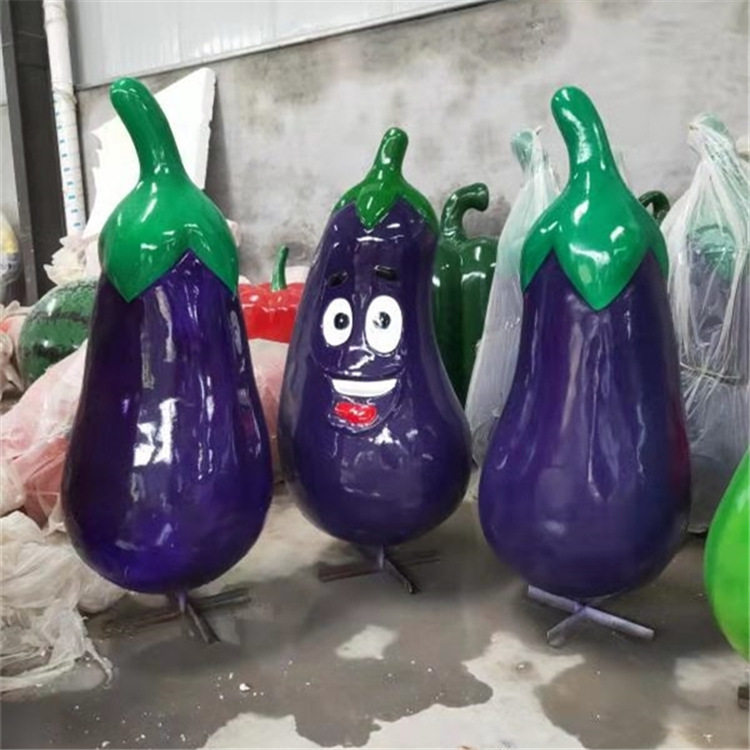 大型户外景观蔬菜水果雕塑玻璃钢茄子模型树脂彩绘农业园摆件