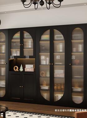 美式拱形钢制书柜法书复古落地式架储展物柜客厅置物柜UTY满式墙