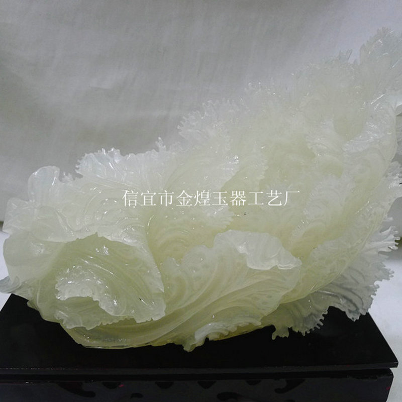 玉雕白菜摆件百财聚来
