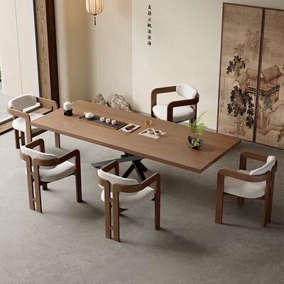 新中式创意接待贵客多人茶桌茶台商用办公茶桌总裁泡茶台实木家具