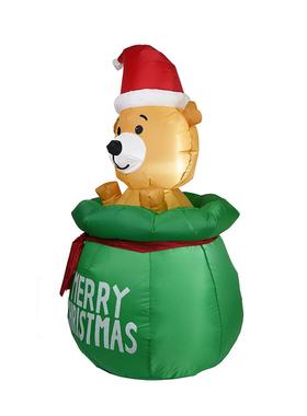 诞节圣诞气圣模充气发光礼WDS包狗气模小装圣诞节庭院饰充气