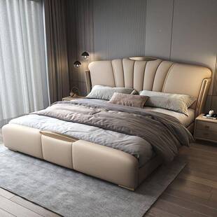 意式轻奢主卧床双人床.8x2米超薄大床头床主1卧1UFP.5米卧室家婚