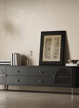 法式复奶油风2HAP电视柜203新款黑色实木烤漆现奢代简约轻古地柜