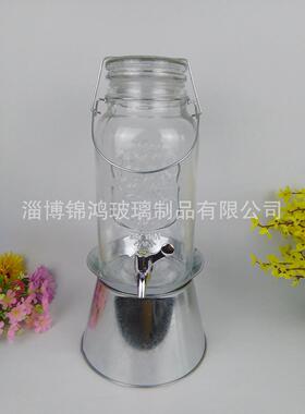 3.SPH8玻L玻璃自果汁罐璃酿罐冷饮罐玻璃盖带金属卡子