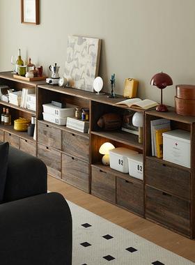 矮柜落地柜实木书柜置物物架组柜客厅收格纳柜储柜简易书FYD合架