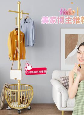 衣立式架落地衣XSA帽架卧室床家头衣服物架用落地式带轮挂衣置架