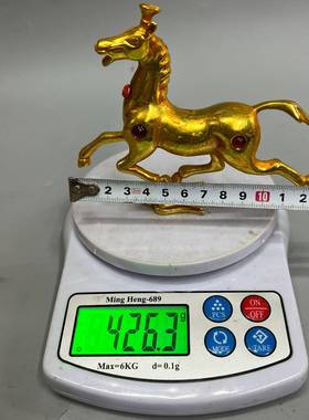 复古锌合金鎏金镶宝20250901石马踏飞燕市摆金属艺品文创工集古件